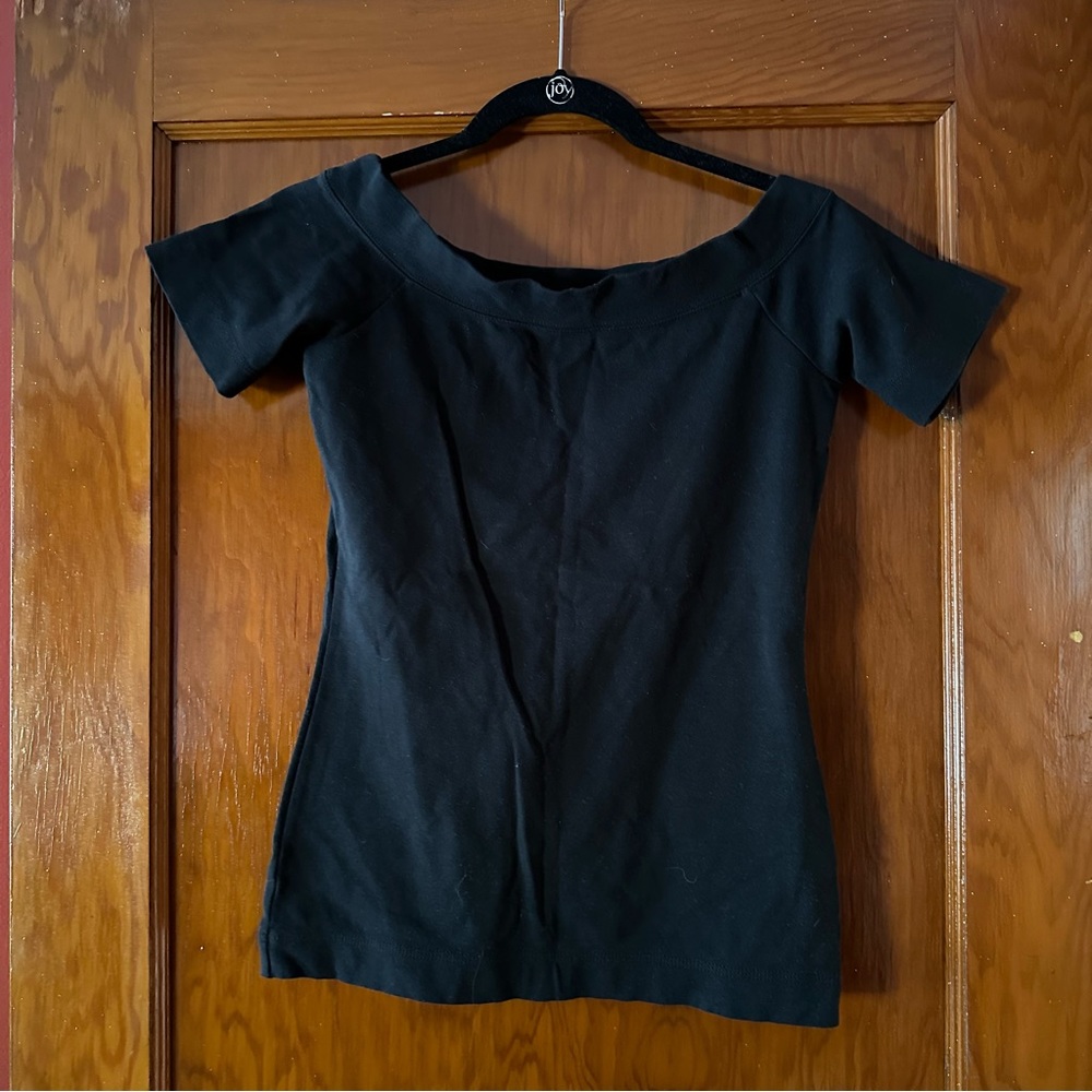 J. Crew Black Off-Shoulder Short Sleeve Top